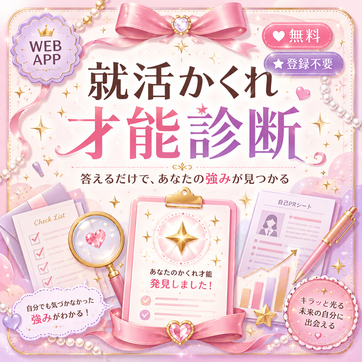 就活かくれ才能診断のイメージイラスト